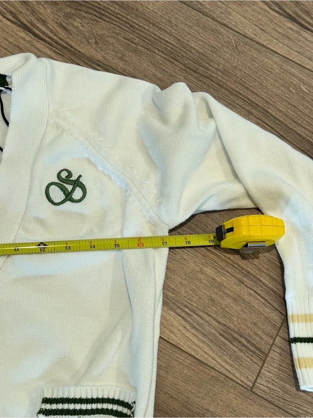 New! Scotch & Soda Amsterdam White Cardigan with Green Trim Small - Picture 8 of 11